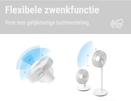 Staande ventilator met afstandsbediening, zwenkfunctie, 8 snelheden en timer, stil en energiezuinig, wit — thumbnail 2