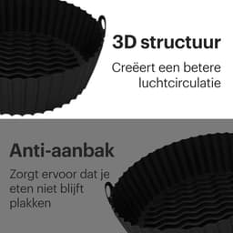 HipWare - Airfryer Siliconen mandje - Antiaanbaklaag - Vaatwasserbestendig - Rond - Zwart — thumbnail 5
