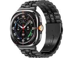 Bandje gescht voor Samsung Galaxy Watch Ultra 2025 47MM,No Gap Heren Dame Roestvrij Staal Metalen Smartwatch Band voor Galaxy Ultra SM-L705,Zwart
