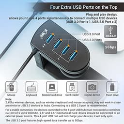 Hoofdtelefoonstandaard met 360° Draaibare Haak en Verstelbare Veerklem, USB 3.0 & USB 2.0 Hubs — thumbnail 4