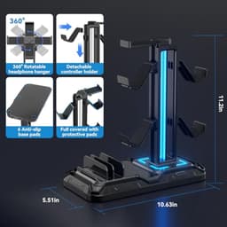 Gaming Headphone Stand met Draadloos Opladen en 9 Verlichtingsmodi - Gaming Accessoires voor Desk — thumbnail 5