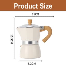 longziming -150 ml Espresso Koffiemaker voor Inductie – Aluminium Mokkakan met Veiligheidsventiel, Espressopot voor 2 Kopjes, Traditionele Percolator voor Aromatische Koffie, Geschikt voor Gas & Elektrisch Fornuis — thumbnail 2