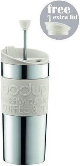 Bodum | Travel Press Set Reispress met extra deksel - 0,35 l - RVS - Gebroken wit — thumbnail 2