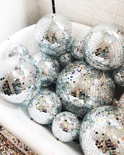 KIMU® 2x Discobal Ø 10 cm Klein - Discobol Spiegelbol Glitterbol Glitter Spiegeltjes Disco Bal Bol Decoratie Planeet Kerstballen Kerstbal Festival — thumbnail 4