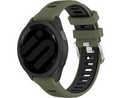 Strap-it Smartwatch siliconen sport bandje - geschikt voor Garmin Vivoactive 4 (45mm) / Venu 2 / Venu 3 / Forerunner 255 / Forerunner 265 - olijfgroen/zwart