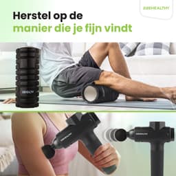 2BEHEALTHY Massage Gun Professioneel & Foam Roller - Incl. 6 Opzetstukken en 30 Massagestanden - 8 Uur Batterij - Sport en Relax Massage Pistool - Massageapparaat - Foamrollers - Foamrol - Massage Roller - Massageroller — thumbnail 4