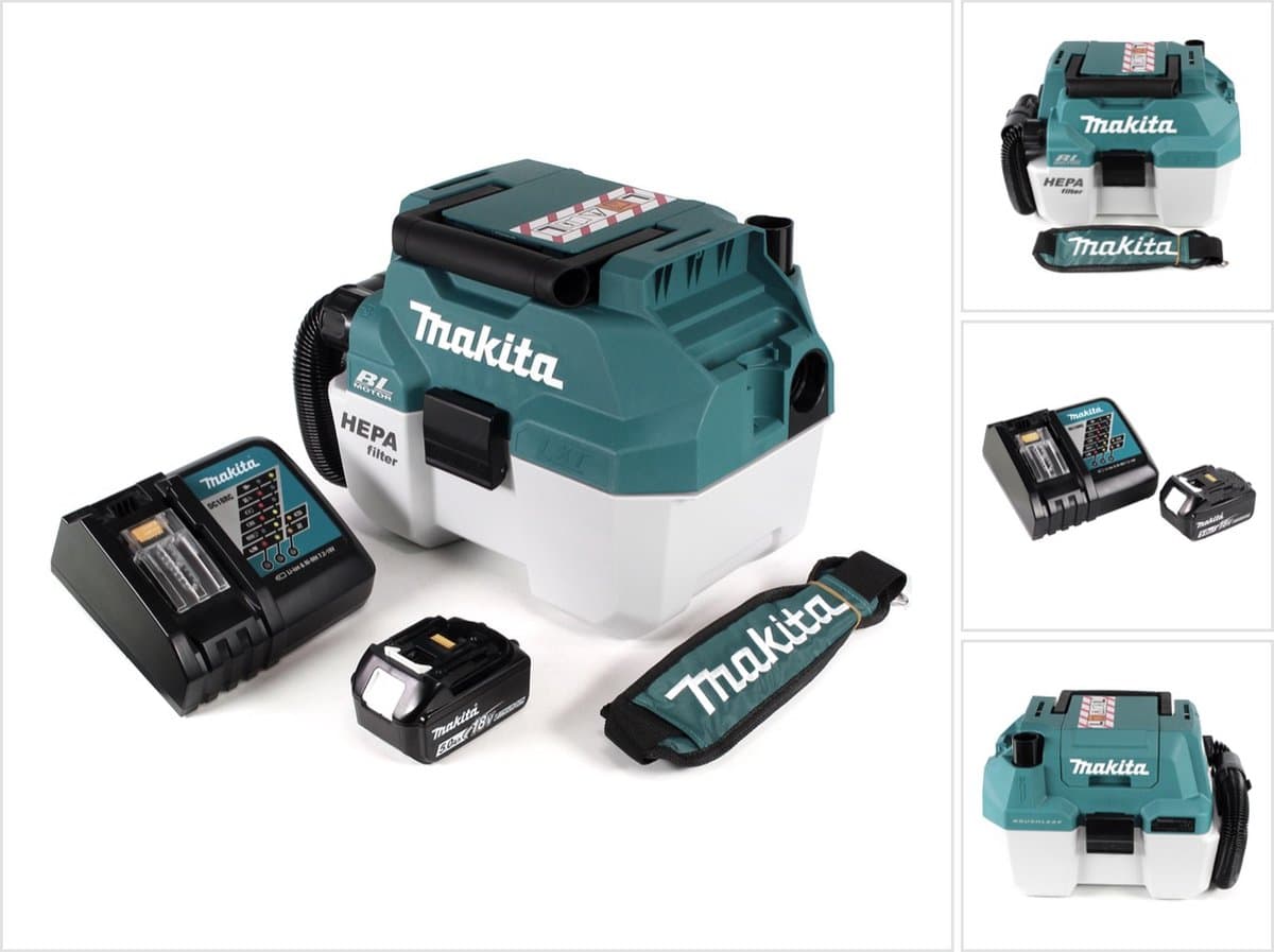 Makita DVC 750 LRT1X3 accu stofzuiger nat- en droogzuiger 18 V draagbaar + 1x 5,0 Ah accu en oplader - zonder accessoires — afbeelding 1