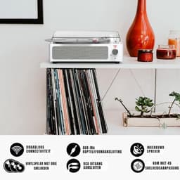 Thuys – Platenspeler Met Speakers – Ingebouwde – Retro – 37 x 34 x 15cm – Retro Wit — thumbnail 2