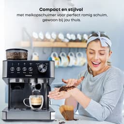 Tornado TCM-5431-GS - Pistonmachine met Bonenmaler - Halfautomatisch - 20 Bar - Dubbele Boiler - RVS — thumbnail 5