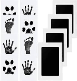 Baby hand- en voetafdrukset, 4-delige baby voetafdrukset, baby afdrukset voor pasgeborenen, pootafdrukset hond, pootafdrukset kat, Clean Touch inktkussen voor babyshowers — thumbnail 2