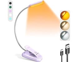 Oplaadbare 10 LED Amber Boek Licht - Lichtgewicht Clip-on Leeslampje met 80 Uur Batterij, 3 Helderheid & 3 Kleurmodi voor Oogverzorging