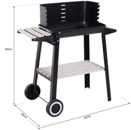 Rumi barbecue - Houtskoolbarbecue - Houtskoolbbq - cilindervorm - Outsunny Barbecue - Houtskool Hoogte Grills - Verstelbare Planken Wielen barbecue- afmeting barbecue 83X37X87 Cm — thumbnail 2