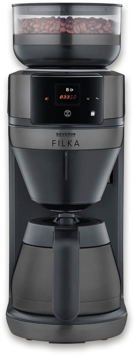 Severin KA 4855 FILKA Filterkoffiezetapparaat – Volautomaat – Bonen & Filterkoffie – 5 Sterktes – Touch Display – Dark Inox – Thermoskan — afbeelding 1