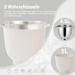 RFWR® Krachtige Keukenmachine met 10 Snelheden en 2 Mengkommen - 4.5L & 5L — thumbnail 2