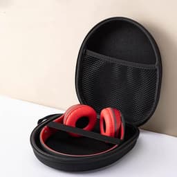 Koptelefoon case - 21 x 19 x 6 cm - Over-ear hoofdtelefoontas - Harde beschermhoes - On-ear/Over-ear case - Headset - Koptelefoon hoesje - Universele - Beschermhoes - Draagtas - Waterbestendig - Stootvast - Oortjes opberg hoesje - Zwart — thumbnail 4
