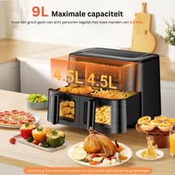 DailySupplies® Dubbele Airfryer XXXL - Duo Heteluchtfriteuse - Geschikt voor Accessoires - Zwart — thumbnail 3