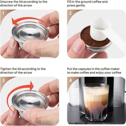 Koffietools - roestvrij staal - herbruikbaar, geschikt voor Nestlé Nespresso Vertuo, koffiecapsulefilter (met tamper, lepel, borstel) — thumbnail 3