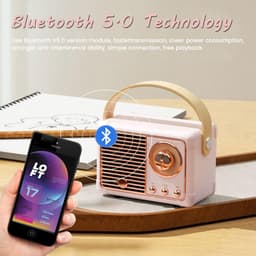 Retro bluetooth luidspreker - vintage luidspreker met klassieke antieke stijl - luid volume - draadloze Bluetooth 5.0-verbinding - bluetooth luidsprekers boxen - blauw — thumbnail 2