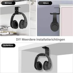 Headset Standaard - Koptelefoon Haak - Hoofdtelefoon Hanger - Headset Houder - Hangende koptelefoonhouder - Aluminium - Zwart — thumbnail 4