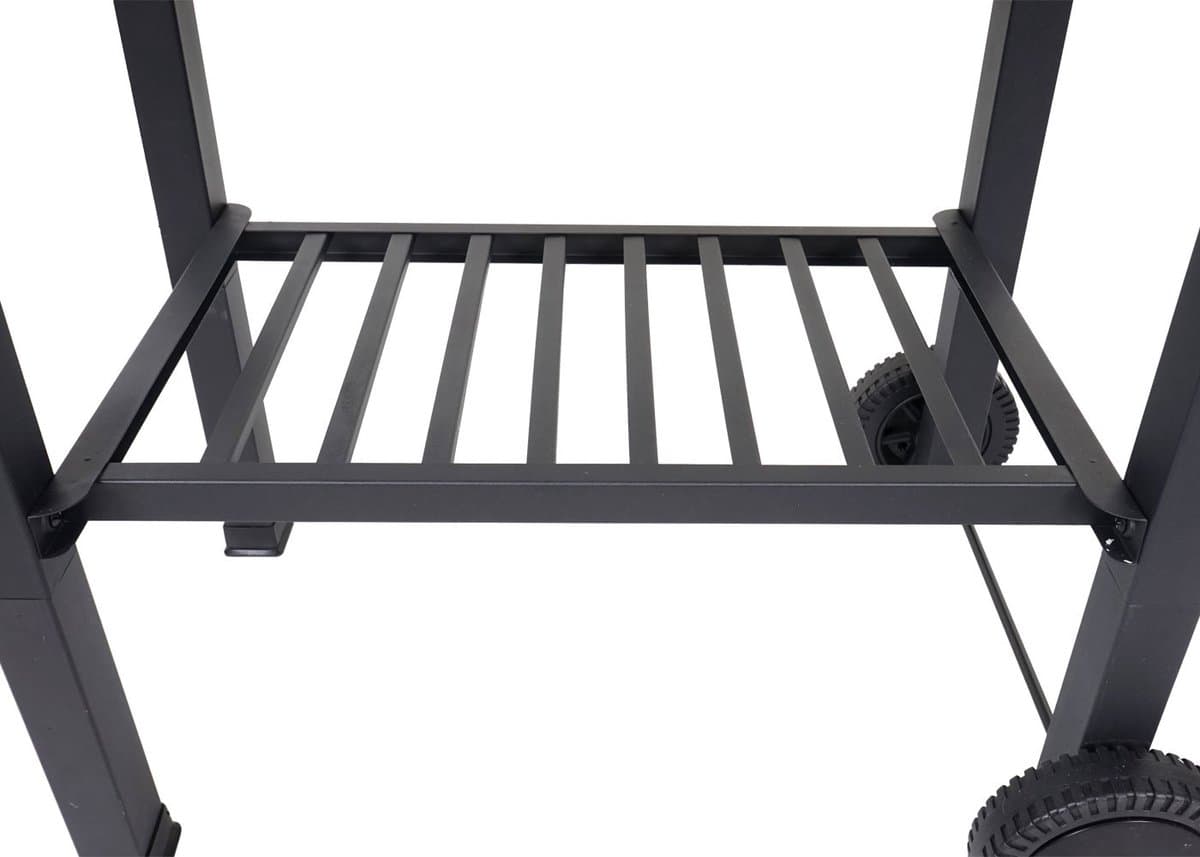 Barbecuetrolley MCW-K93, houtskool barbecue staander BBQ tuinbarbecue met deksel planken, staal, 110x100x51cm zwart — afbeelding 1