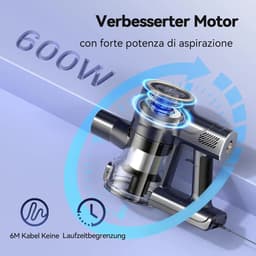 Steelstofzuiger met snoer - 6-in-1 Stofzuiger zonder zak - Krachtig -600W - 23Kpa- Rood — thumbnail 6