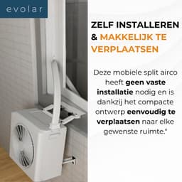 Evolar Mobiele Split Airco Zonder Afvoerslang - 4-in-1 - 12000BTU - met Luchtontvochtiger - Voor Slaapkamer - WiFi - Zonder Afvoer / Slang - EVO-SAP12CHW — thumbnail 5