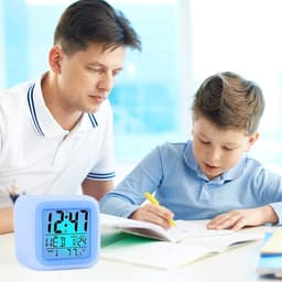 Wekkers voor Kinderen - Digitale Wekker - Kinderwekker - Alarmklok - Digitale Kinderwekker met 7 Kleurwisselingen - Led-nachtlampje - Nachtwekker met Temperatuurweergave - Wit — thumbnail 3