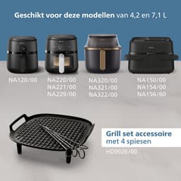 Philips Grill Set Airfryer Accessoire - HD9926/00 - Geschikt voor Philips - Grillplaat met 4 spiesen — thumbnail 8