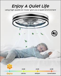 RFWR® Stille Plafondventilator met Dimbare LED Verlichting en Afstandsbediening, Energiezuinige en Moderne Design — thumbnail 2