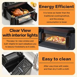 RFWR® Dubbele kamer heteluchtfriteuse 12 liter - 2600 W, 8-in-1 airfryer met touchscreen — thumbnail 4