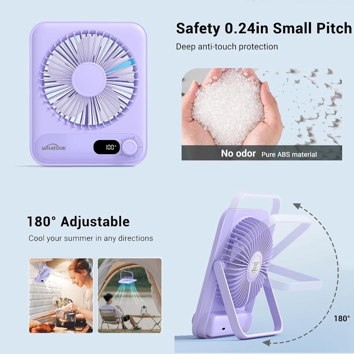 RFWR® Draagbare Mini USB Ventilator met 24u Accu - Fluisterstil en 100 Snelheden — afbeelding 1