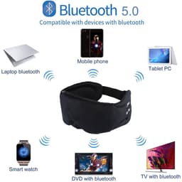 Slaapmasker met koptelefoon Bluetooth 5.0 Zwart — thumbnail 2