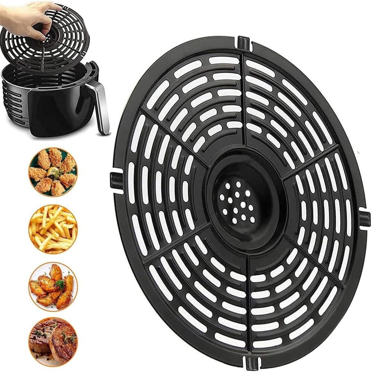 Air Fryer-bakmat - Reservemand luchtfriteuse - vervangende grillpan - Herbruikbare luchtfriteuse-inzetstukken - voor koken, grillen, keuken, braden (20 cm) - 1stuk — afbeelding 1