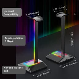 Signature Home Phoenix Koptelefoonhouder - headset houder - Headset Stand - Met USB-C kabel - RGB LED Licht en Kabel Organizer - Zwart — thumbnail 2