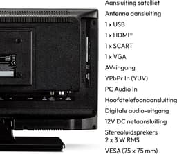 MEDION E8192501 47 cm (19 inch) HD-tv met dvd-speler (perfect voor camping, camper, vrachtwagen, tuin, 12V auto-adapter, drievoudige tunerontvanger, HDMI, USB, MD 819001) — thumbnail 5