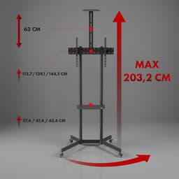 Maclean - TV-standaard / trolley, camera plank, op wielen, 37-70", max. belasting 45kg/5kg plank, max. VESA 600x400, MC-113 B — thumbnail 9