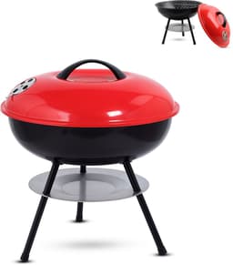 Vhorec - Winter Draagbare Houtskool BBQ – Tafel BBQ - Compacte Tafelbarbecue met Deksel & Ventilatie – 36 ⌀ cm - Mini BBQ - Ideaal voor Camping, Balkon & Picknick — thumbnail 1