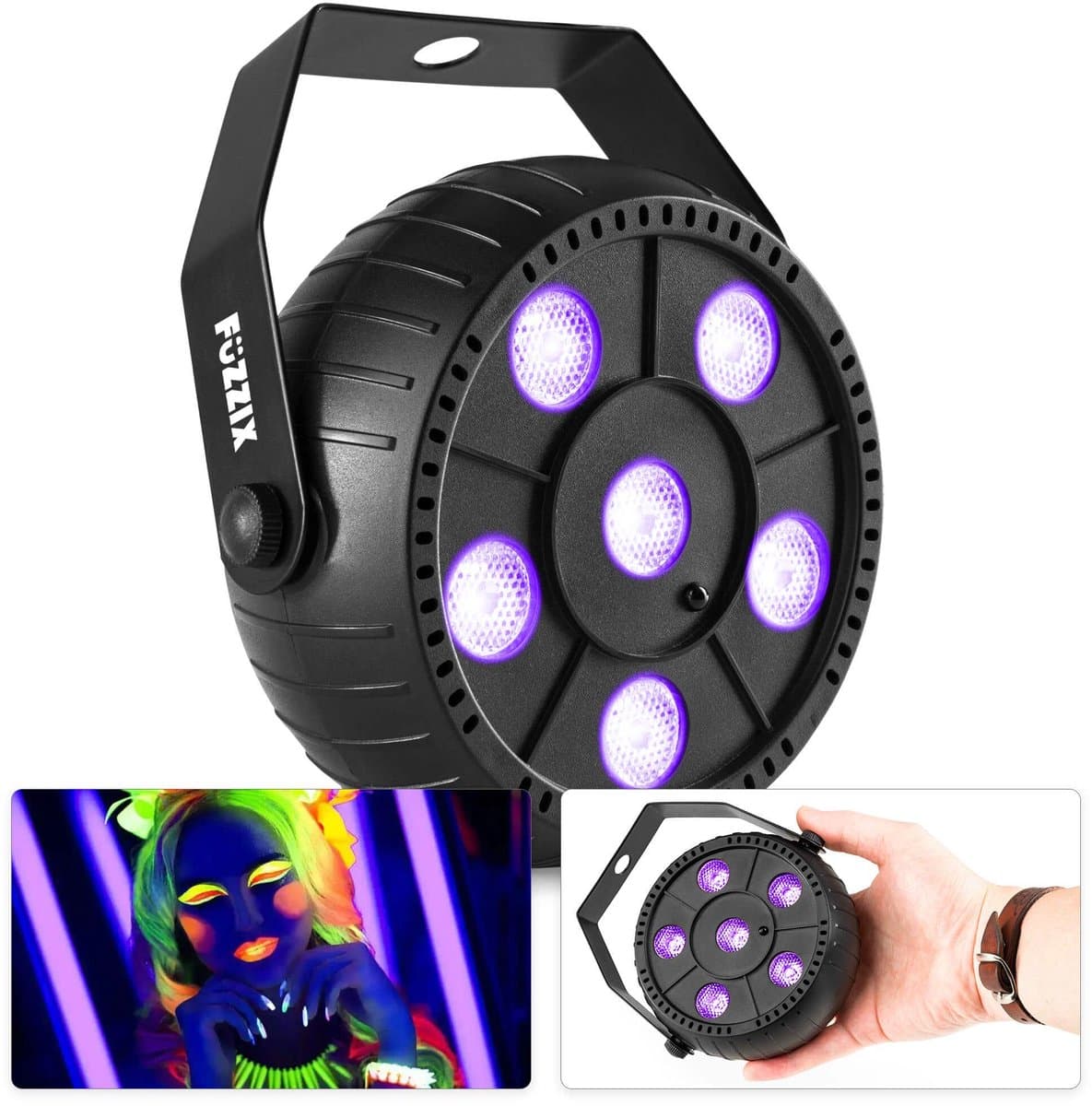 Blacklight met Ingebouwde Accu - Fuzzix PLP14 - Disco Feestverlichting - 6 leds — afbeelding 1