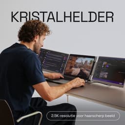Screenmate® Dual Flip Portable Monitor 16” 2.5K - Draagbare Monitor met Beschermhoes - Extra Scherm Laptop - Draagbaar Beeldscherm - Grijs — thumbnail 5