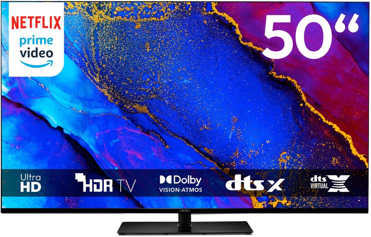 MEDION 125,7 cm (50") TV (Google TV, 4K, Dolby Vision HDR, Netflix, Prime Video, Disney+, Dolby Atmos, DTS X, Smart TV, PVR, Bluetooth, MD 850400) — afbeelding 1