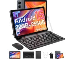 DOOGEE Tab G6 + Tablet met Keyboard Slot SIM Kaart Android 15 11" FHD + 90HZ 8Go + 256Go 8000mAh Gemini AI Unisoc T7280 - Grijs