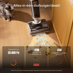 Roborock F25 GT-Vloerreiniger-Nat Droog Stofzuiger-draadloos-Elektrische dweil-20000 Pa-180° platliggend-90 °C Hoge temperatuur Sneldrogend-Zelfreiniging-Anti-Klits Rol voor Huisdierhaar-Randreiniging — thumbnail 3