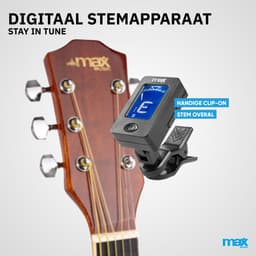 Akoestische gitaar voor beginners - MAX SoloJam Western gitaar 4/4 - incl. gitaar stemapparaat, gitaartas en 2x plectrum - Bruin (hout) — thumbnail 5
