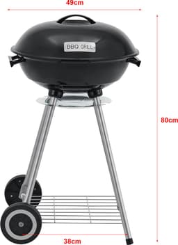 Houtskool BBQ Apricena rond met deksel 80x49x47 cm zwart casa.pro — thumbnail 2