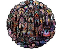 Gotische kat Stickers 50 Stuks - Luxe Stickers - Skateboard Stikers - sticker voor laptop - Laptop Stickers - Stickers Kinderen - Stickers Volwassenen - Stickervellen - Plakstickers - Stickers Koffers - sticker voor koffer - Bullet Journal