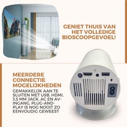Homezie Beamer | Streamen vanaf je telefoon | 4K support | 720P | WiFi, HDMI, Bluetooth | Android 11.0 | Projector | Mini beamer — thumbnail 5