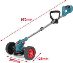 MKSS® Zweefmaaier - Bosmaaier Electrisch - Grastrimmer met Accu - Grasmaaier - Handmaaier met Wielen - Licht Blauw — thumbnail 3