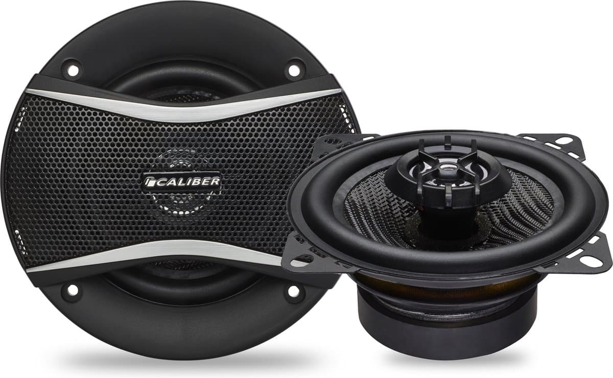 Caliber Auto Speakers - 10 cm autospeaker - 30 Mm Mylar Dome Tweeters - 160 Watt Totaal Vermogen - 2 Weg-Coaxiaal Luidsprekers - inclusief Grill (CDS4G) — afbeelding 1