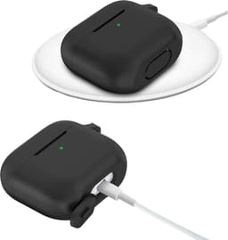 Hoesje geschikt voor Airpods 3 - Schokbestendig siliconen Case Silicone met clip - Zwart — thumbnail 5