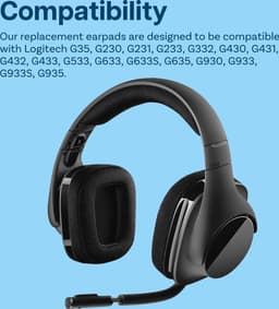 MMOBIEL Oorkussens voor Logitech G935 / G933 Hoofdtelefoon - Koptelefoon Oorkussen - Hoofdtelefoon Earpads voor G230, G231, G233, G332, G35, G430, G431, G432, G433, G533, G633, G633S, G635, G930 — thumbnail 3